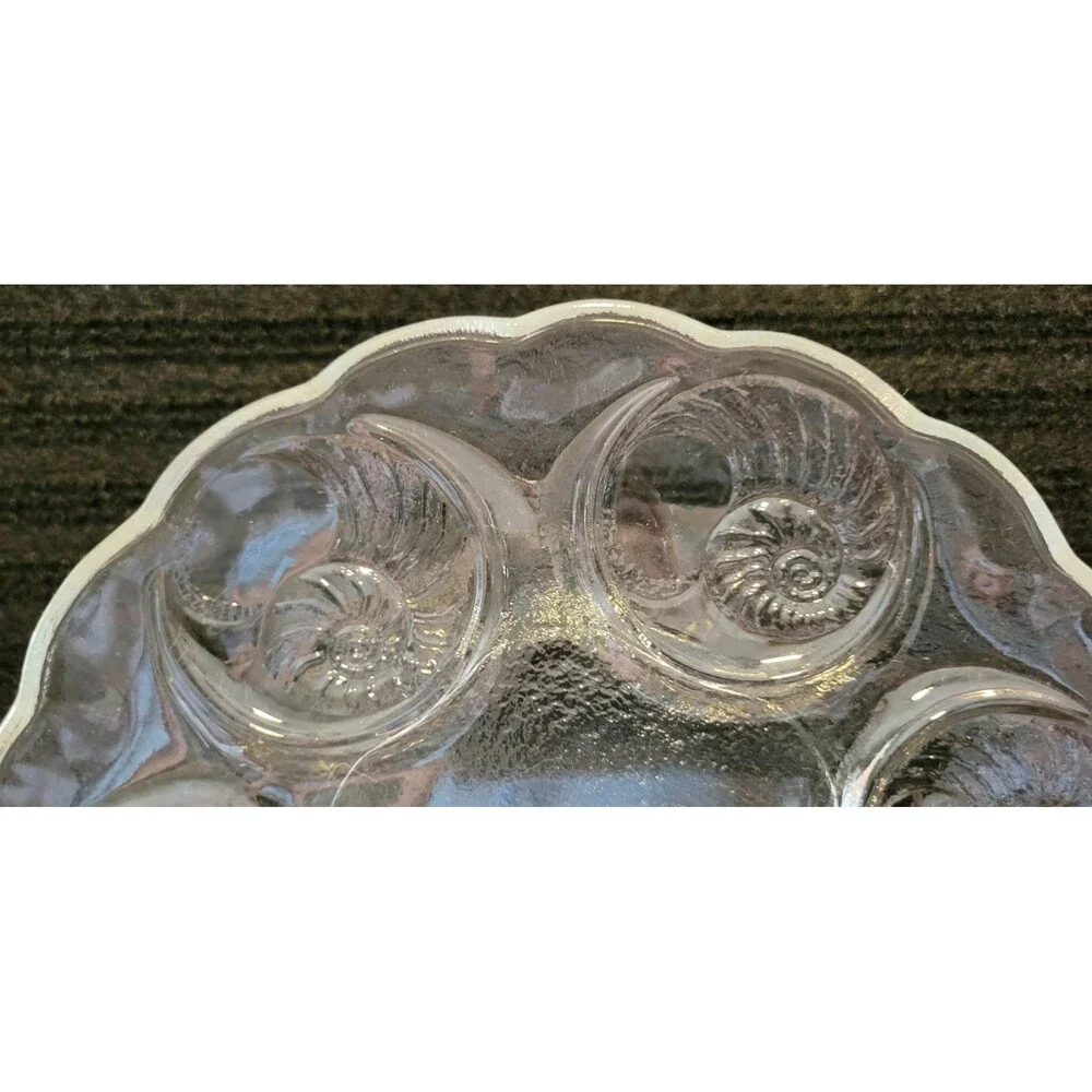 Toscany Clear Crystal Glass Escargot Plates - Set of 2 - 1950s